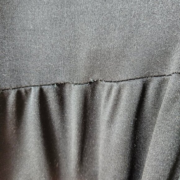 Vintage 70s 80s Black Polyester Disco Jumpsuit M Open Leg High Slit V-neck - Picture 8 of 8